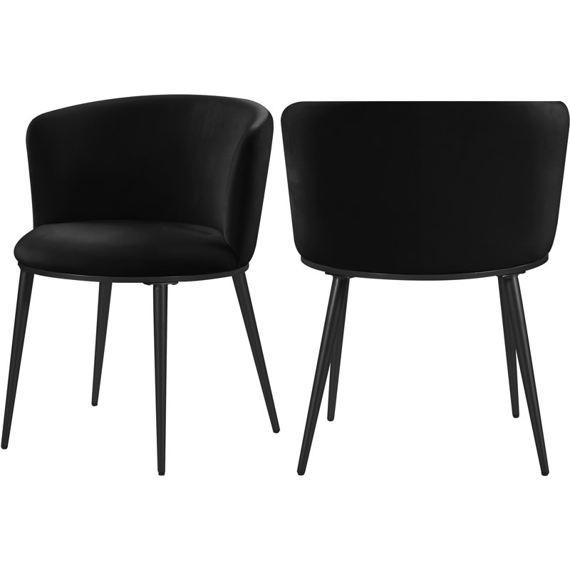 Chaise en velours Skylar, Velours noir, Noir mat