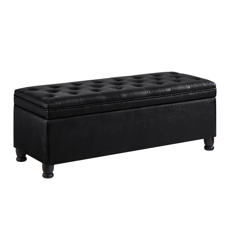 Upholstered tufted button storage bench