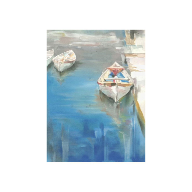 Sunshine Wharf par Janice Sadler - Peinture, Gel coupé au couteau, H 48 po x l 36 po x 1,5 po