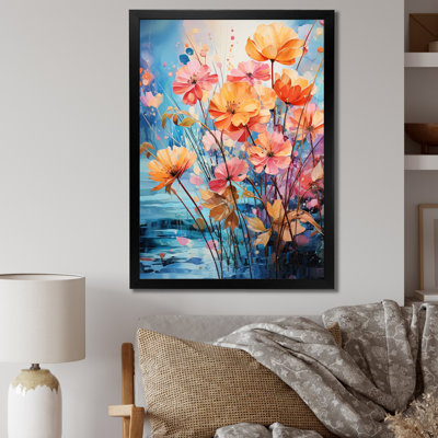Collage de fougères multicolores, impression sur toile encadrée