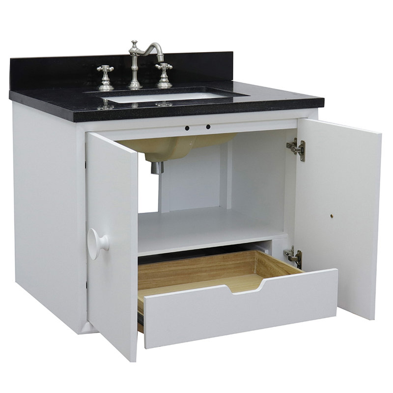 Ensemble de meuble-lavabo mural simple 31 po Crumley, Blanc / noir galactique