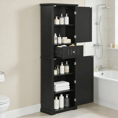 Tall Bathroom Freestanding Storage Cabinet With Adjustable Shelves,Door Shelves Design