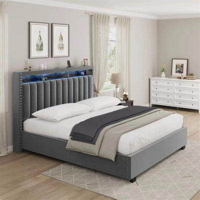 Lift Storage Bed With RF LED Lights, Storage Headboard ,QUEEN Size For Bedroom -  Ivy Bronx, EAA82383BA604647ADD2254AB29A980B