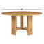 Table de salle à manger ronde en bois massif de style contemporain avec quatre pieds et un plateau en bois naturel pour 6 sièges