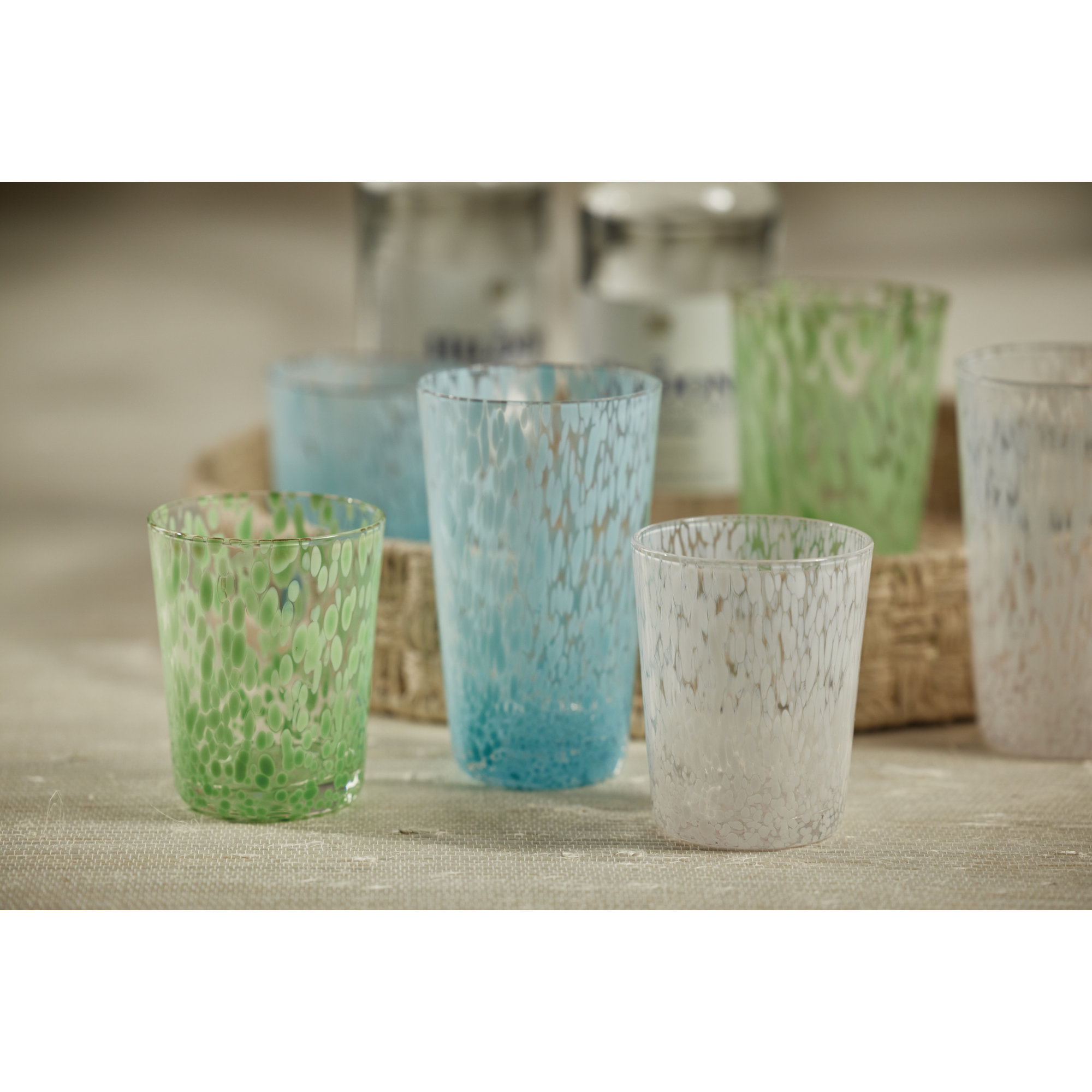 Willa Speckled Highball Glasses, Set of 6, Aqua