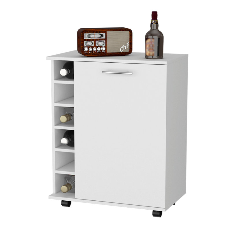 6-Bottle Rack Bar Cart, White
