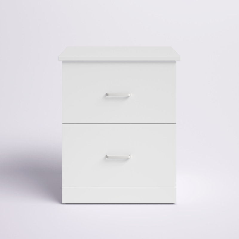 Allyannah 23.6" 2-Drawer Nightstand, Matte White, Individual