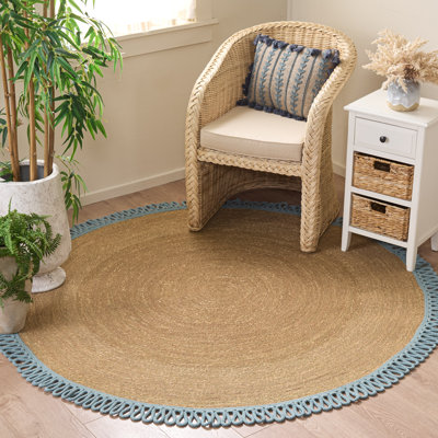 Latte de bambou tressée en fibre naturelle / ruppie maritime; Tapis d'intérieur en coton sans motif