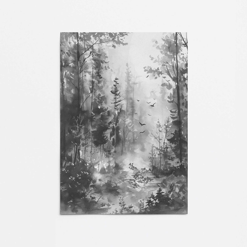 Imprimé forêt enclavée, Sans cadre, papier, H 36 po x l 24 po
