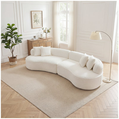 Modern Curved L-Shape Luxury Sectional Oversized Sofa: Minimalist Design, Comfy Sleeper Couch for Living Room, Apartment & Reception Spaces,No Assembly Required