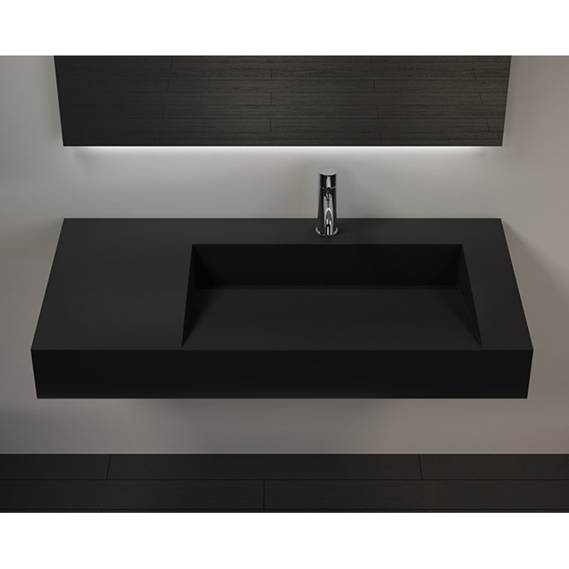 Badeloft 39.4" x 19.6" Rectangular Stone Resin Wall Mounted Bathroom Sink WT-04-B-MBLK in Matte Black