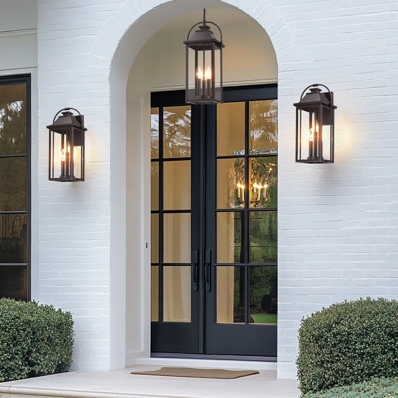 Harper 18.7" H 3-Light Bronze Outdoor Hanging Pendant Light, Bronze