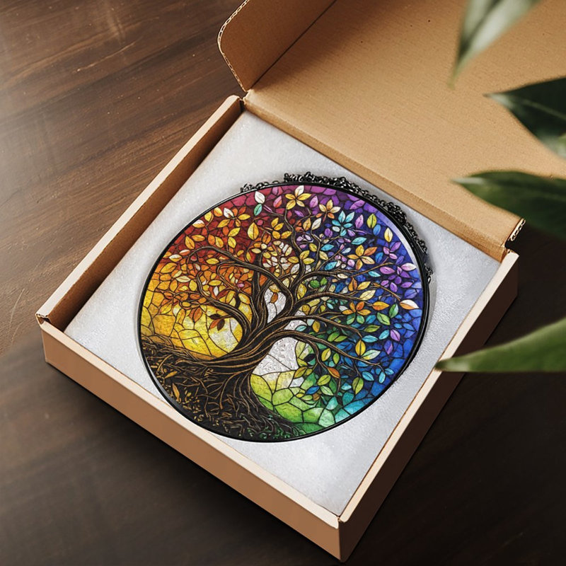 Vitrail coloré pour vitrail arbre de vie, 6.3x6.3in(16x16cm)
