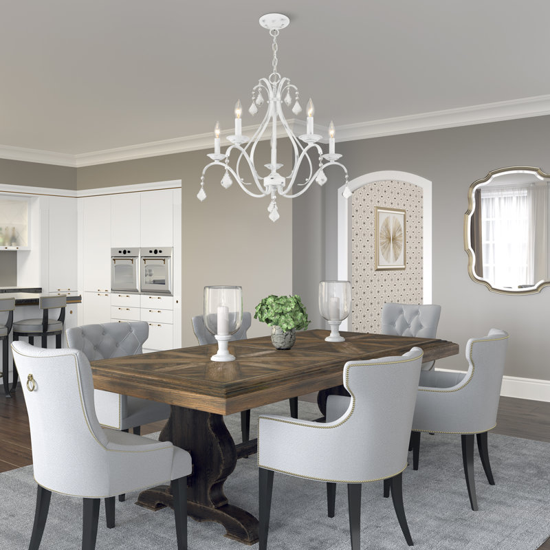 Maines 5 - Light Dimmable Classic / Traditional Chandelier, Antique White