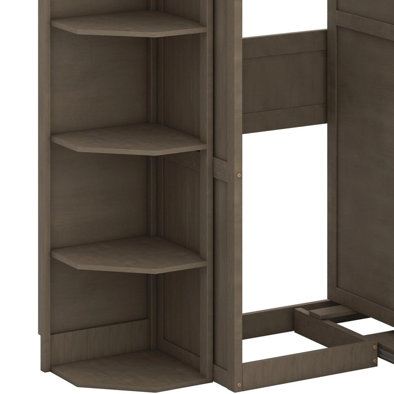 Lit escamotable avec armoire murale cachée, Gris
