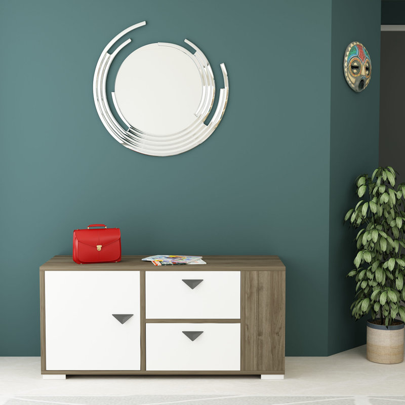 Armoire de rangement pour chaussures 4 paires, Noyer / Blanc