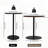 2-Piece Round Nesting Side Table Set with Concentric Circle Pattern – Walnut Brown & Black