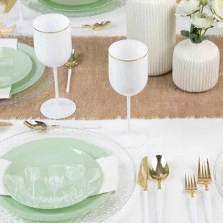 Plastic Plates - Green Round Dinnerware Set