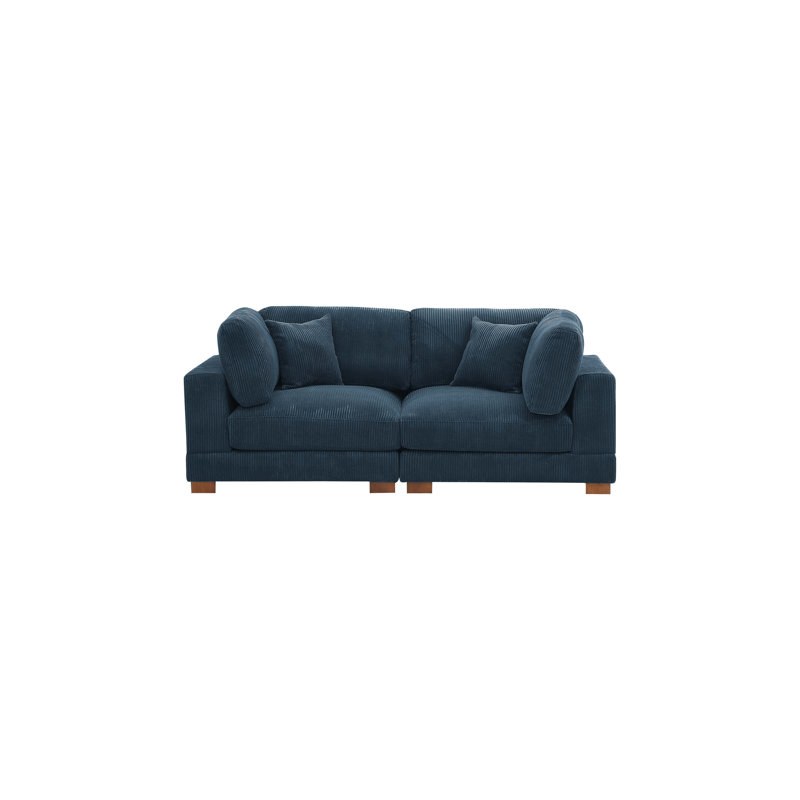 Annalissa 80'' Corduroy Loveseat, Dark Blue