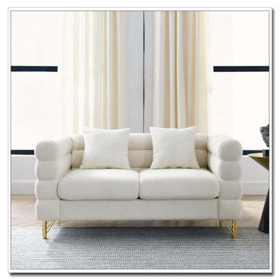 60" Living Room Comfort Fabric Sofa with Deep Seating