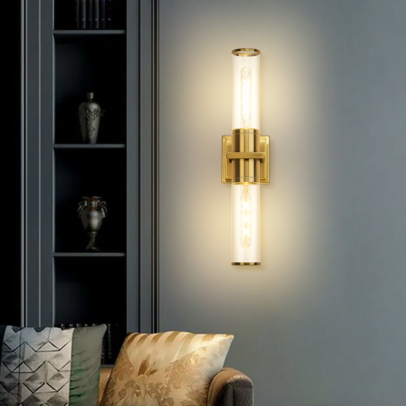 Izzabelle Modern Gold Vanity Light/Wall Light with Glass Shade for Bedroom Bathroom, Clear