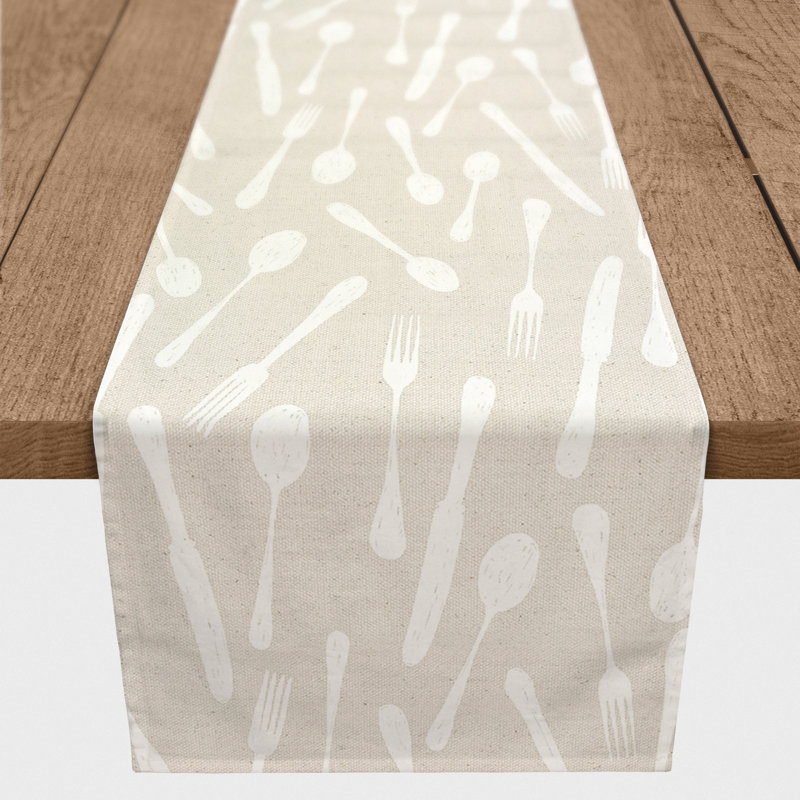 Sketchy Kitchen Utensils 4 Table Runner, Gold, 72" L