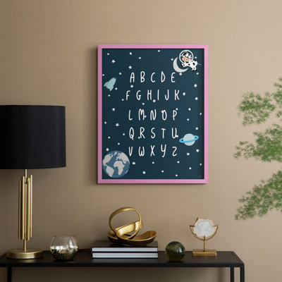 Space Cow Alphabet, reproduction encadrée - bois massif