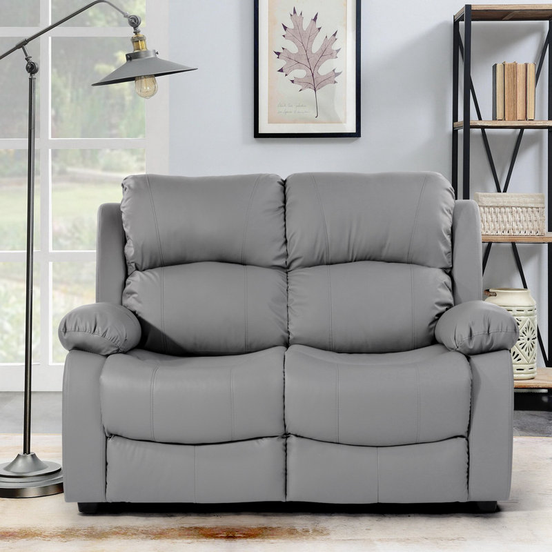 Hedgcock 2 Seater Faux Leather Loveseat, Grey