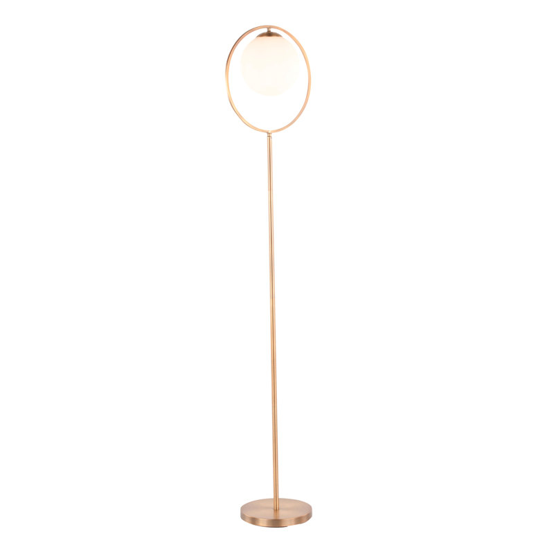Lampe sur pied Moon en métal doré et verre givré Moon