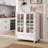 Minimalist Buffet Cabinet With Double Glass Doors And 1 Drawer, Modern Wooden Storage Sideboard Cupboard For Living Room, Dining Room, Hallway-926127841