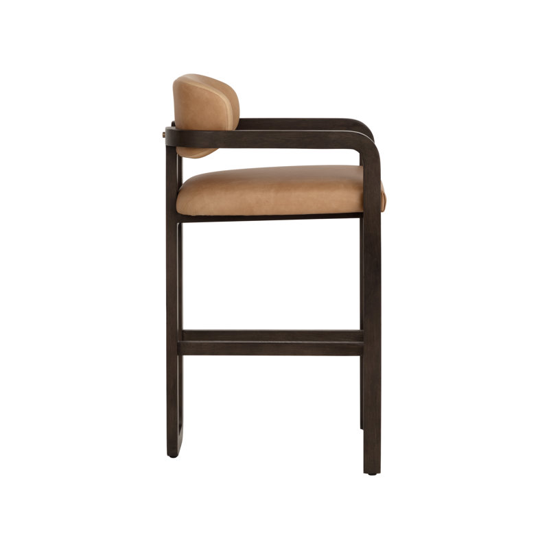 Madrone Upholstered Stool with Solid Wood Frame, Bar Stool (30.25" Seat Height)
