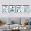 «Watercolor Blue Polygon» - Ensemble de 4 reproductions de cadres photo simples-97762655-97762658