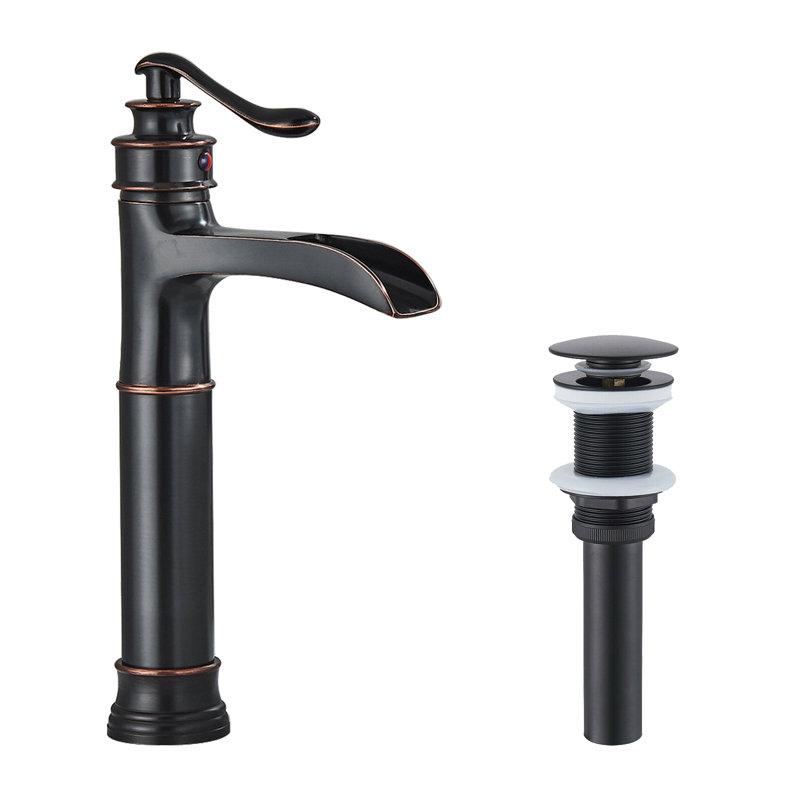 Single-Hole Single-handle Bathroom Faucet with Drain Assembly, Oil Rubber Bronze