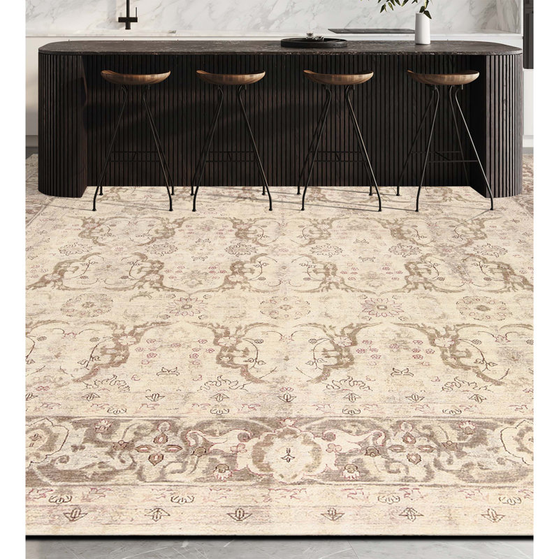 Tapis beige de haute qualité noué à la main Ziegler
