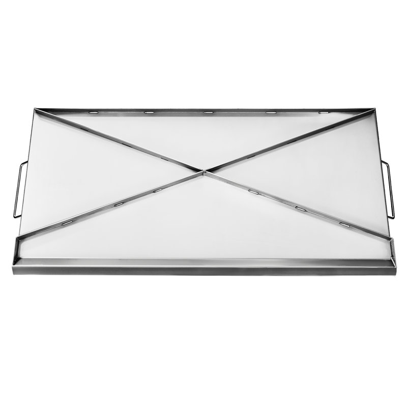 Plaque chauffante universelle 32 po x 16 po en acier inoxydable pour barbecue, parois latérales pour maintenir la stabilité des aliments, plaque de cuisson barbecue large pour plusieurs portions avec fond en forme de X, bac à graisse et grande cuisson