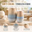 Ensemble de 2 vases de table oblongs en céramique, dégradés or, gris et bleu