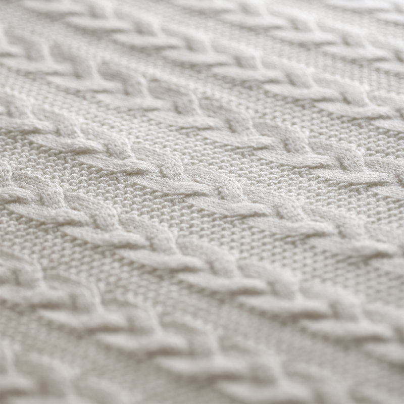 Cable Knit Throw Blanket, Off White