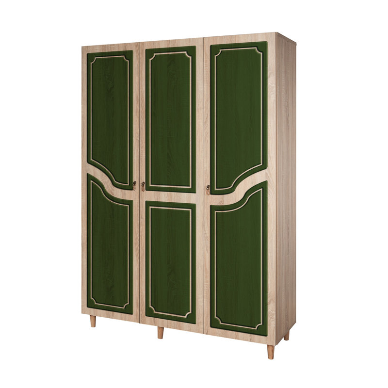 Rummel 3 Door Manufactured Wood Wardrobe, Green