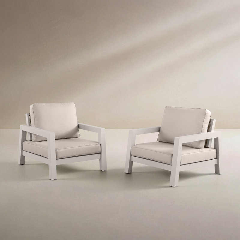 Ensemble de 2 fauteuils d'extérieur Burchfield, Cream Beige, Cream Beige