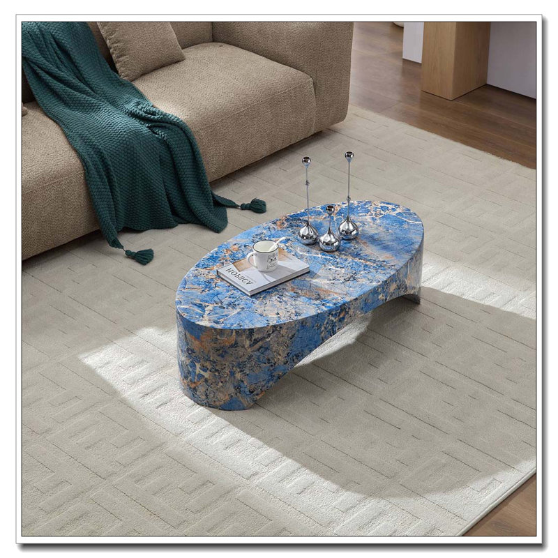 Oval Coffee Table, Blue/Gray