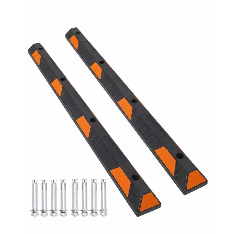 Lot de 2 bordures de stationnement 72″ – Butée en caoutchouc réfléchissant robuste avec trous