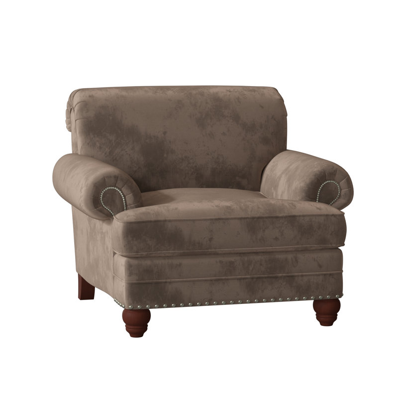 Fauteuil Ballester, Étain, Velours brun Aberdeen 9, Pécan