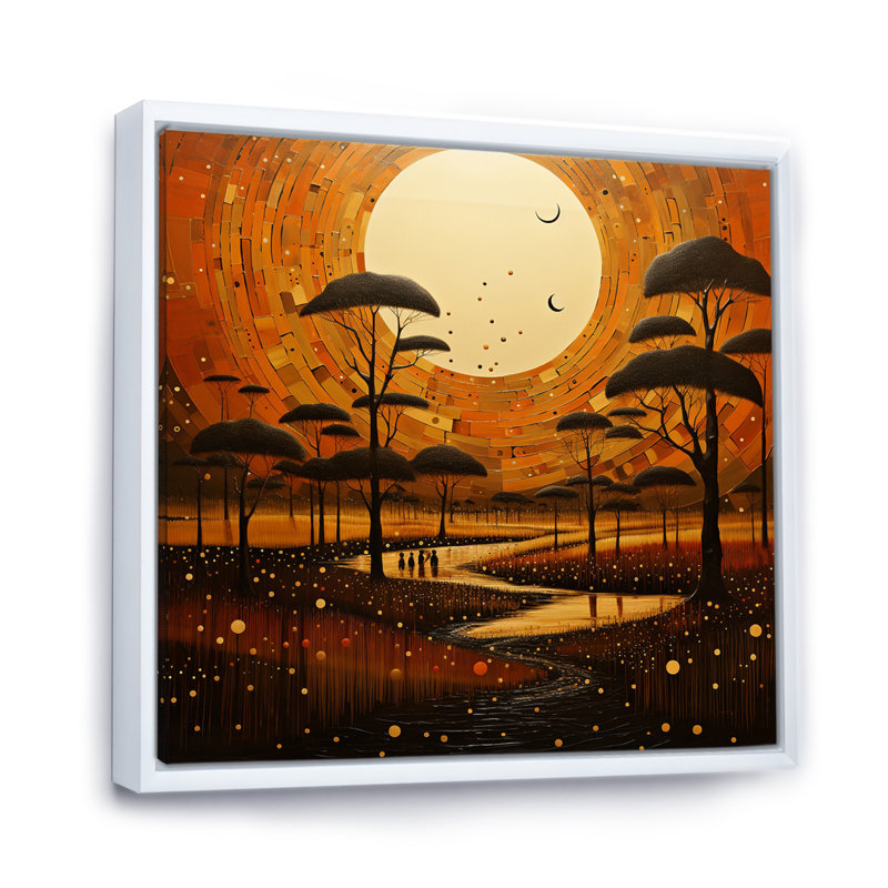 «African Savannah Serenade» sur toile, H 30 po x l 30 po x P 1 po, Cadre flottant blanc