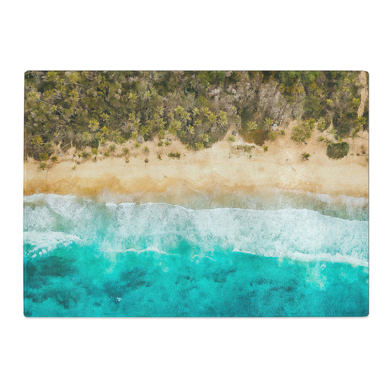 Tempered Glass Beach in Choroni Venezuela Painting Chopping Board, 20 cm x 28.5 cm