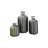 Round Embossed Stoneware Vase with Vertical Lines and Reactive Glaze