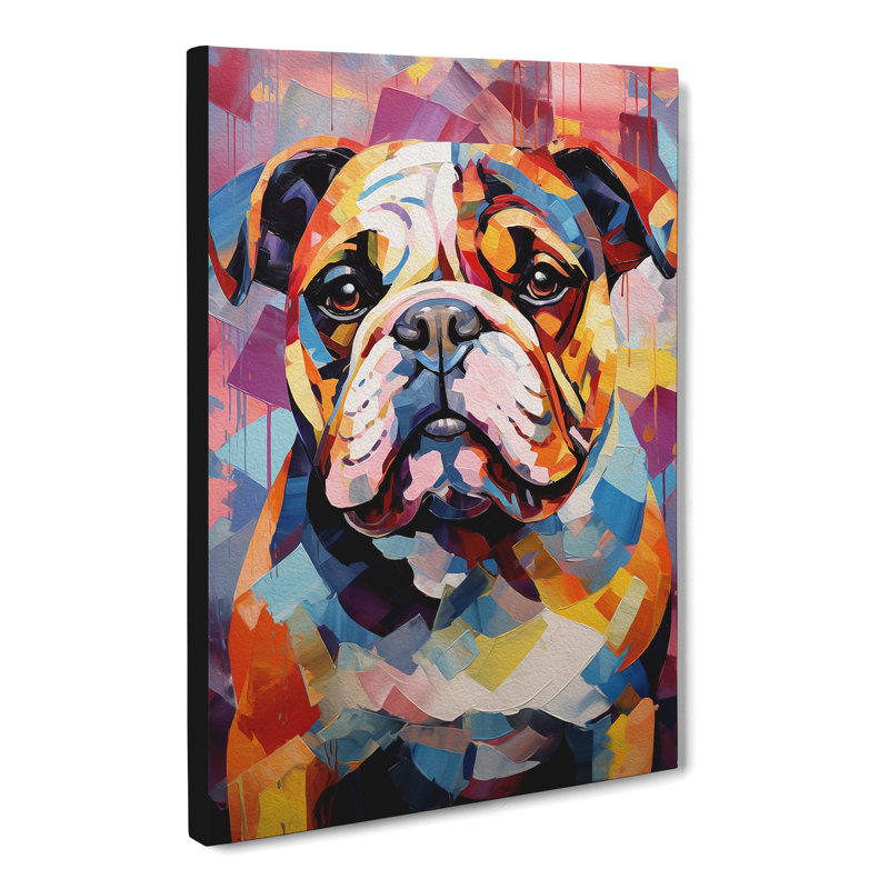 British Bulldog Abstract - Wrapped Canvas, 76cm H x 50cm W x 3cm D