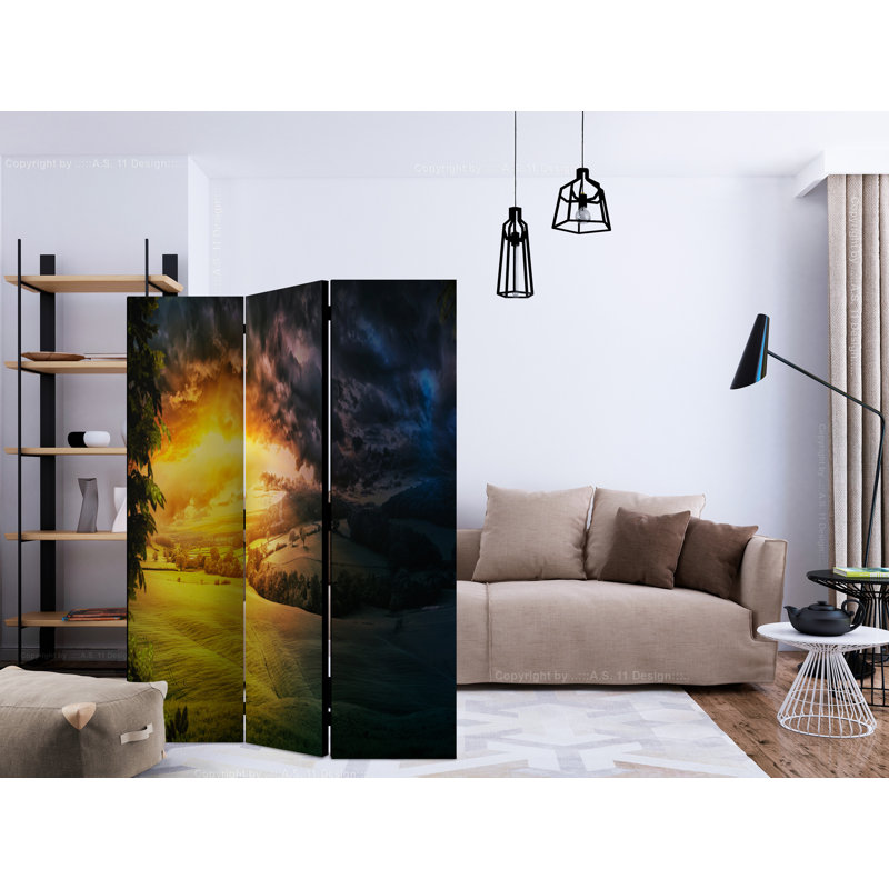 Guinnevere 135 cm W x 172 cm H 3 - Panel Solid Wood Folding Room Divider