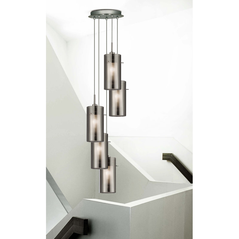 Araceli 5-Light Cluster Chandelier, Smokey Glass