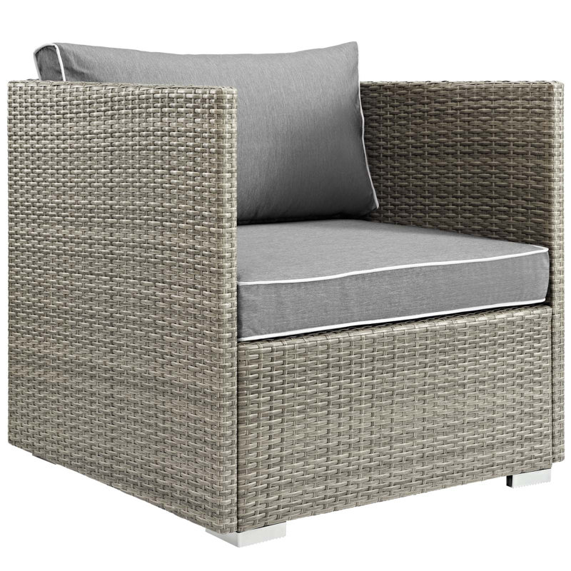 Gray 2-Person Resin Wicker Patio Set with Cushions