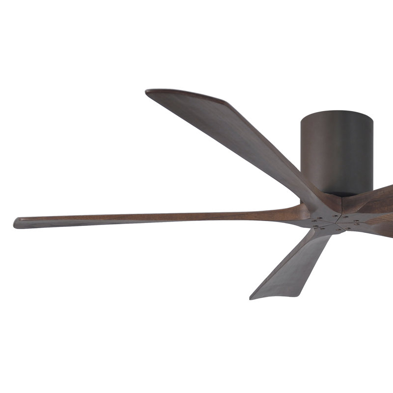 60" Irene 5-Blade Hugger Ceiling Fan with Wall Remote, Walnut Tone, Textured Bronze, 60"